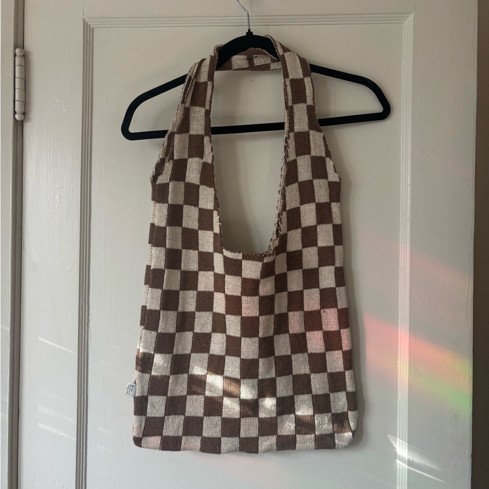 The Western Bag Co Checkered Knitted Tote